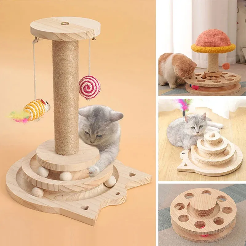 Kattenspeelgoed huisdier kattendraaitafel massief hout zelfvermaak plagen kat stok kitten plagen kattenspeelgoed universele set speciale prijs 240219