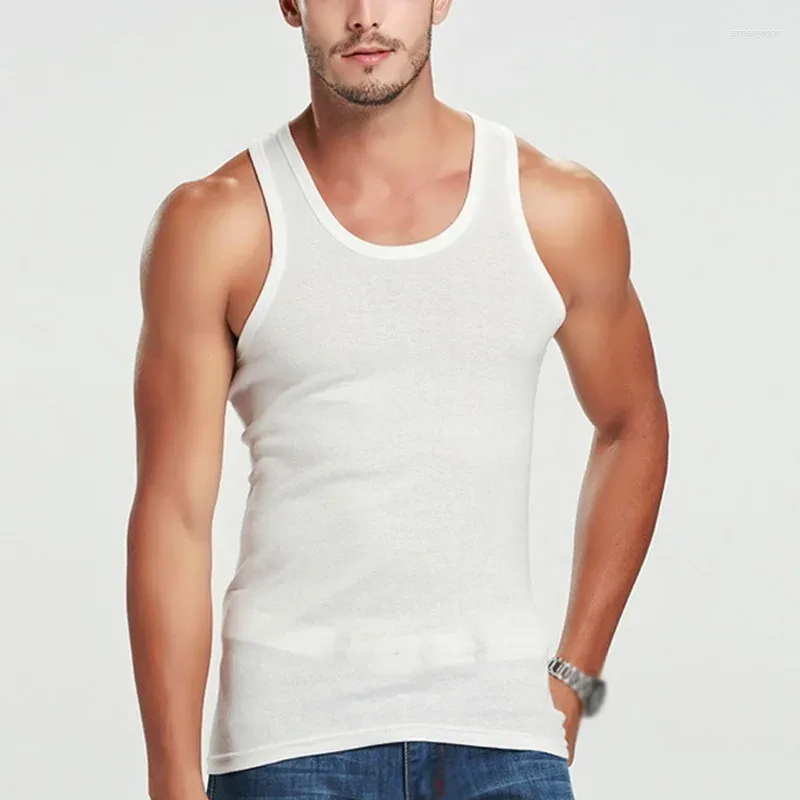 Men's Tank Tops Cotton Mens A-Shirt TankTop Undershirt GYM Ribbed Underwear Casual Comfortable