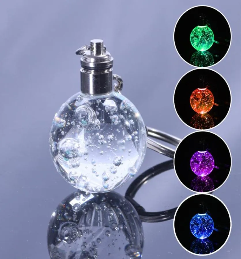 Lumières Led colorées clignotantes, porte-clés lumineux, boule à bulles, bijoux en verre, cadeau de voiture pour dames, porte-clés entier 1547193