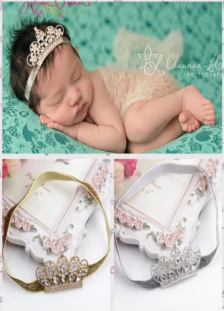 Baby Infant Luxury Shine Diamond Crown Opaski Girl Wedding Hair Bands Dzieci Akcesoria do włosów świąteczne przyjęcie butikowe Supli5213553