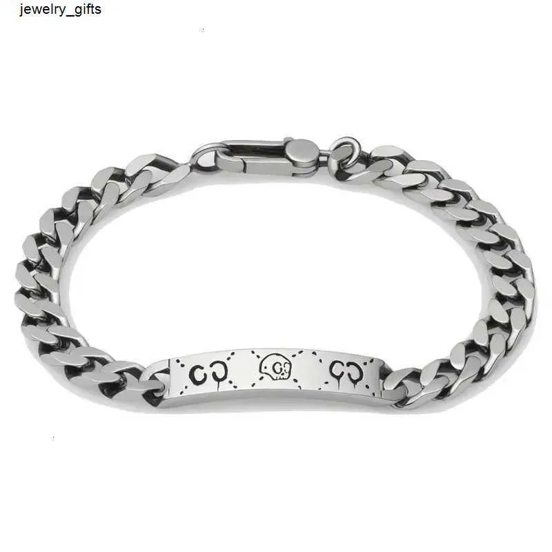 100% 925 Sterling Silver designer Bangle Bracelet Hip Hop Fashion Skull c Letter Punk Style Men and Women Neutral Temperament Jewelry Bracelets