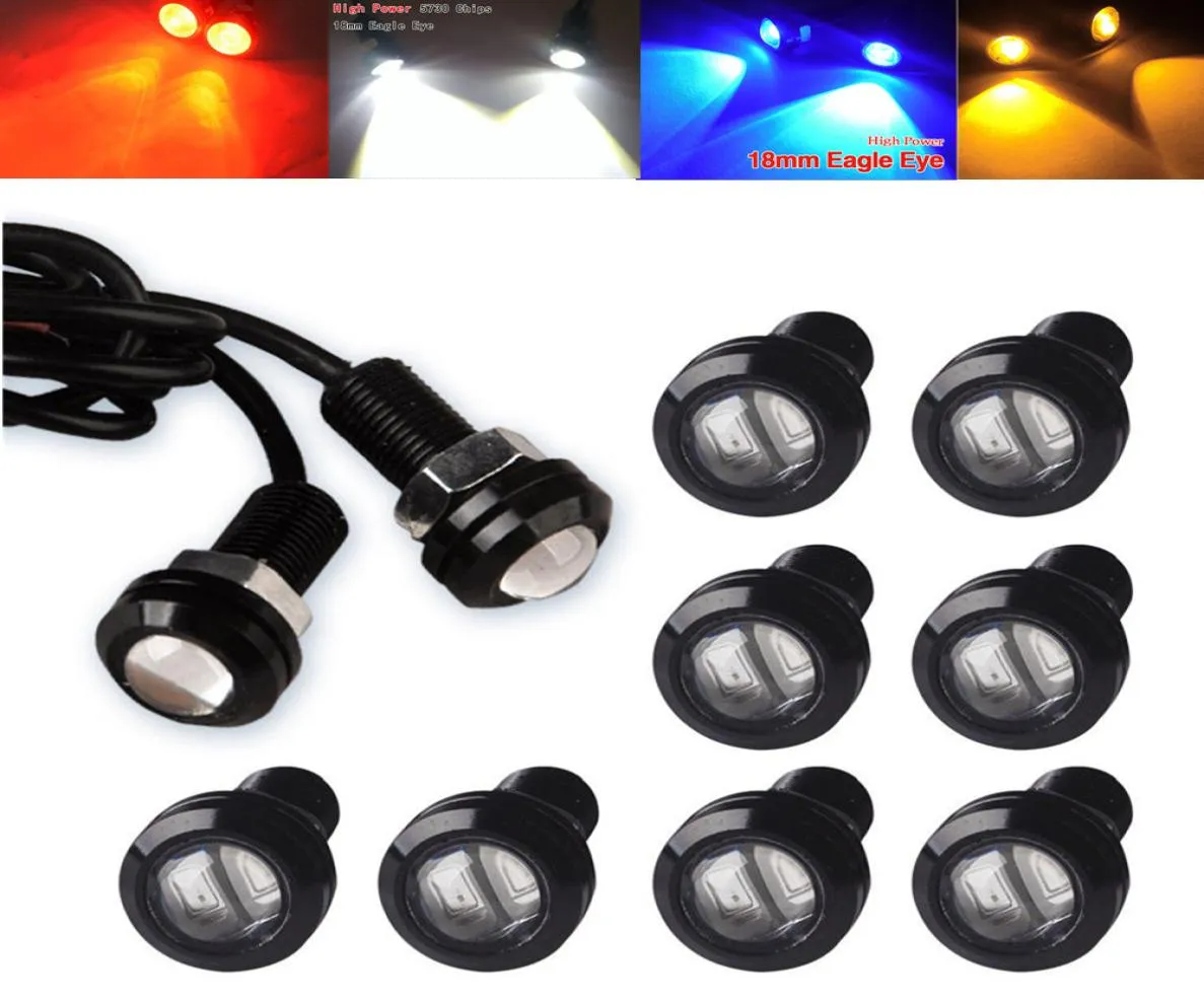 10x 9W 18mm Car Fog Reverse Light 2 LED 2LED Eagle Eye White Red Light Daytime Running Tail Backup Light Car Motor3413174