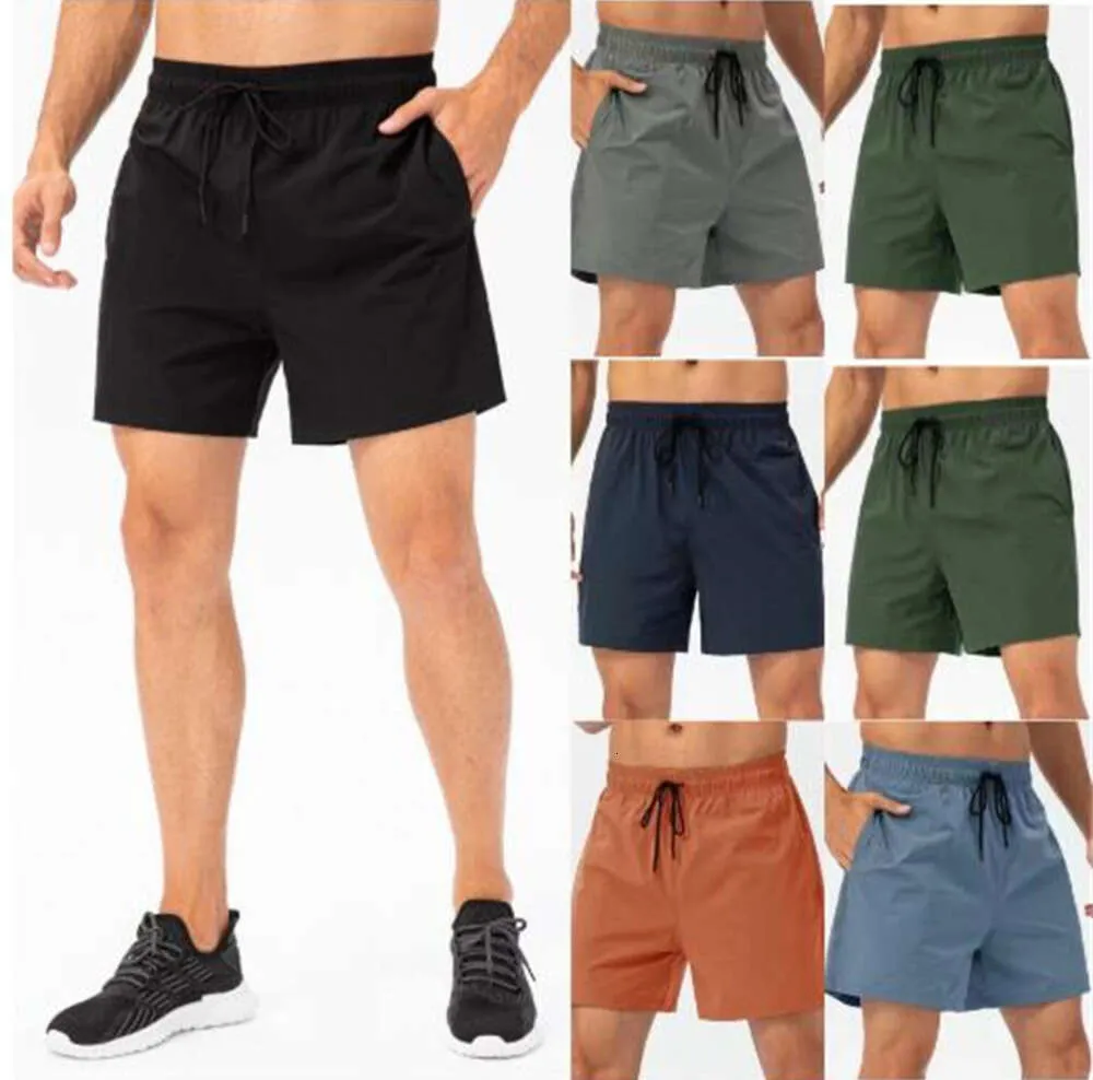 LL 2024designer Lemons Men Yoga Sports Short Quick Dry LU Shorts With Back Pocket Mobile Phone Casual Running Gym Jogger Pant Mens Designer