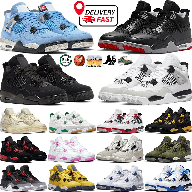 Military Black Cat 4s 4 Basketball Shoes Bred Reimagined Sail Red Cement Yellow Thunder White Pink Oreo Cool Grey University Blue Pine Green Mens Women Sports Sneaker