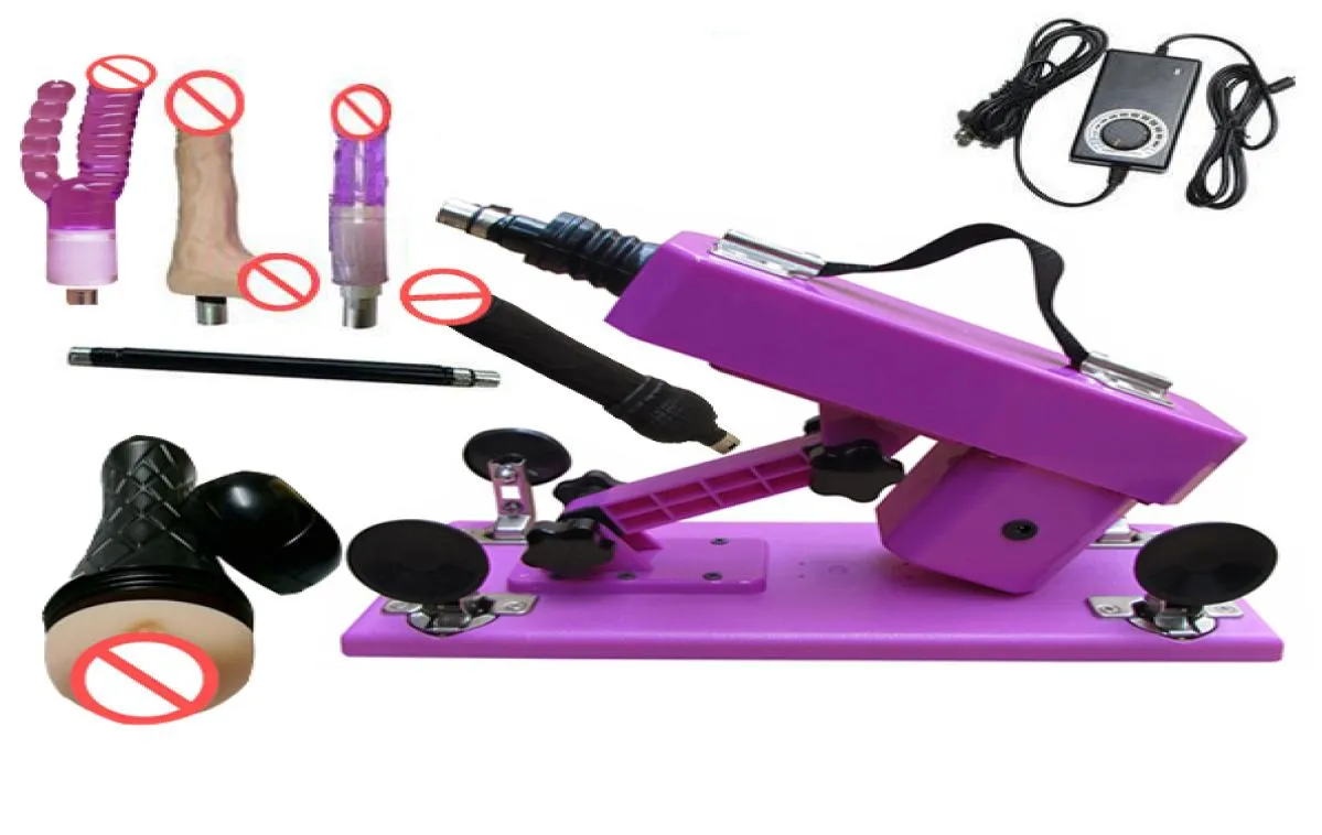 Фиолетовый автоматический секс-пулемет для женщин и мужчин. Выдвижные мощные любовные машины с мужской мастурбацией и насадками для фаллоимитатора3169766
