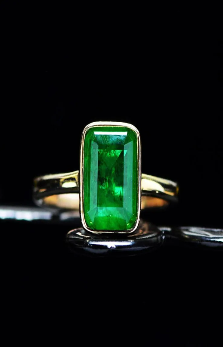 FFGems 18K Gold Color Emerald Rings for Women Vintage Silver Color Ring Mens Jewelry Brand Anniversary Party Gift whole1808577