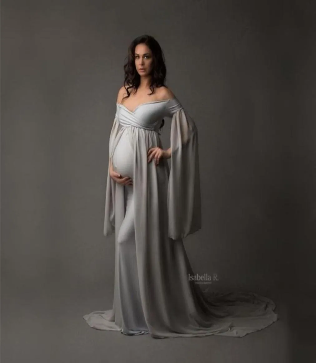 Baby Shower Jersey Dresses Maternity Pography med kappa utrustade för gravid klänning Kvinnor Maxi Gown Duschar PO Shoot97769698962701