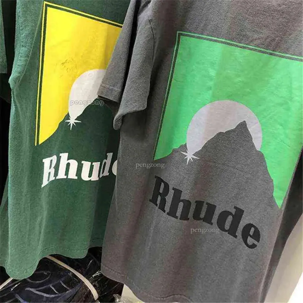 Rhude T Shirt Men Women OS HARAJUKU Washed Do Old Streetwear Tshirts Style Fashion Highquality Top Tees 222