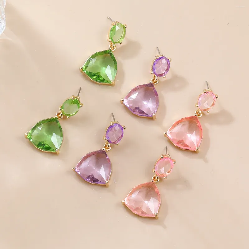 Orecchini pendenti triangolo francese strass geometrici per le donne Accessori per banchetti di gioielli dal design semplice ed elegante