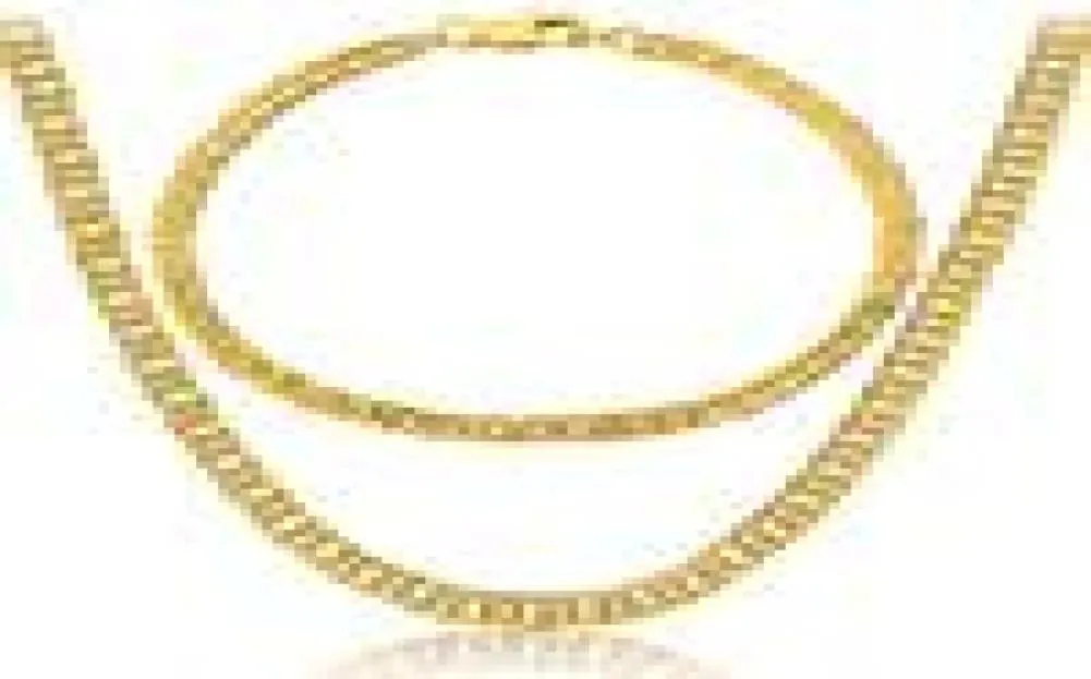 Omhxzj hel personlighet mode ol kvinna tjej gåva guld full sidokedja 18kt guld armband halsband smycken set se427284490