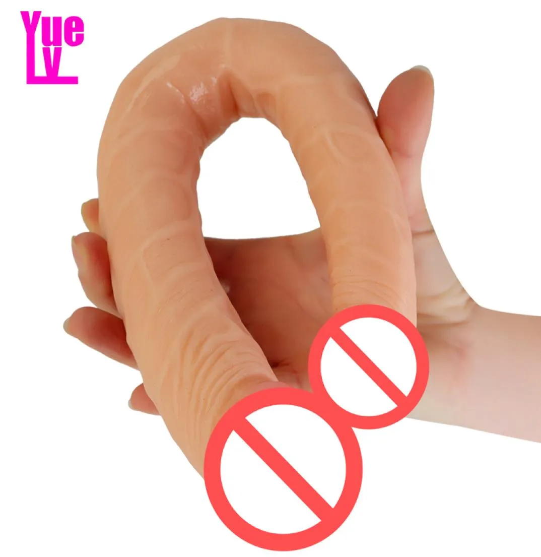 YUELV 146 pollici lungo doppia testa dildo realistico lesbiche giocattoli adulti del sesso pene artificiale per le donne masturbazione massaggio vaginale 7722203