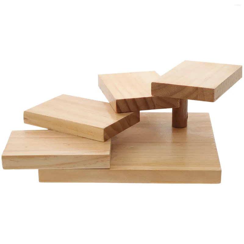 Dinnerware Sets Japanese Wood Sushi Serving Tray Rotating Steps Stairs Plate Sashimi For Restaurant