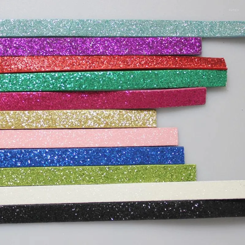 Charme Pulseiras 10 Pçs/lote 8mm de Largura 1 Metro Comprimento Glitter PU Cinto De Couro Sem Fivela Para Carta Slide DIY Pulseira Chaveiro Fazendo