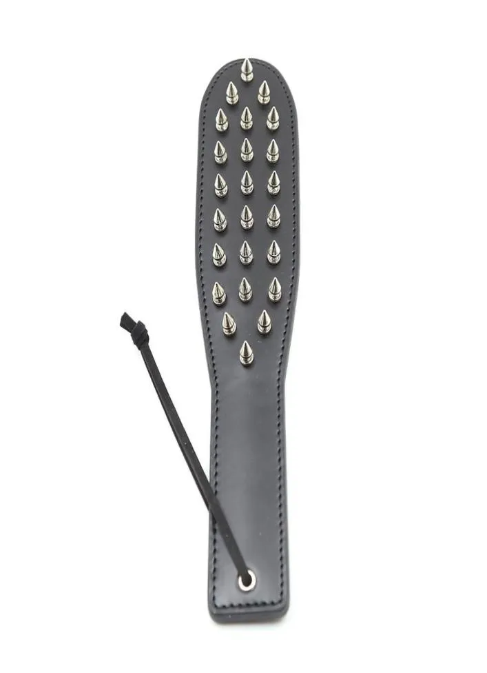 Lovefun Spike Strict Leather Studded Fraternity Paddel Spank Custom Floggers Whips Toy 128 Inch Q11263582460