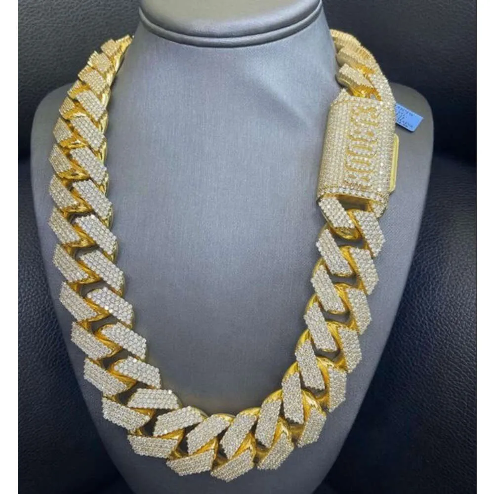 Collier de luxe en or jaune pour hommes, bijoux fins Hip Hop, bordure plaquée, chaîne à maillons cubains, fabricant indien, vente en gros