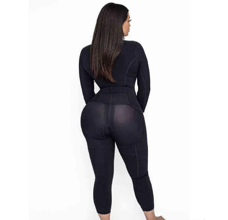 Nxy Vrouwen bodysuit Postpartum buikcontrole Shapewear Lange mouw Full Body Faja met beha Tummy Shaper Hoge taille 2206138784884