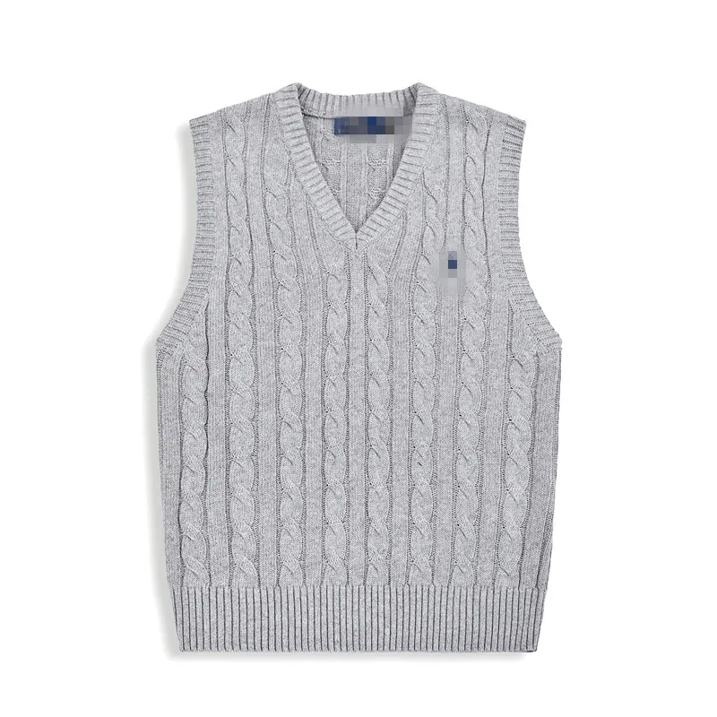 Pull en laine et coton à col en v pour hommes seniors, pull tricoté brodé brodé, débardeur tricoté pour hommes, automne/hiver