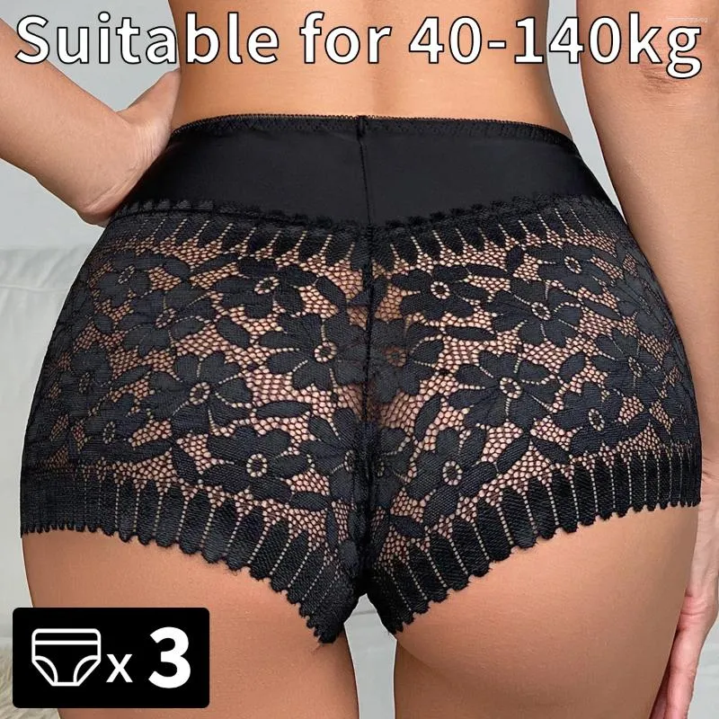 Women's Panties CINVIK 3PCS Women Lingerie Sexy Lace Cheeky Plus Size High-waist Female Briefs Breathable Underwear