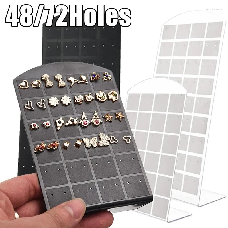 Jewelry Pouches 1pc Portable Organizer Storage Display Holder Universal Fashion Earrings Necklace Showcase Rack 48/72 Holes Black White