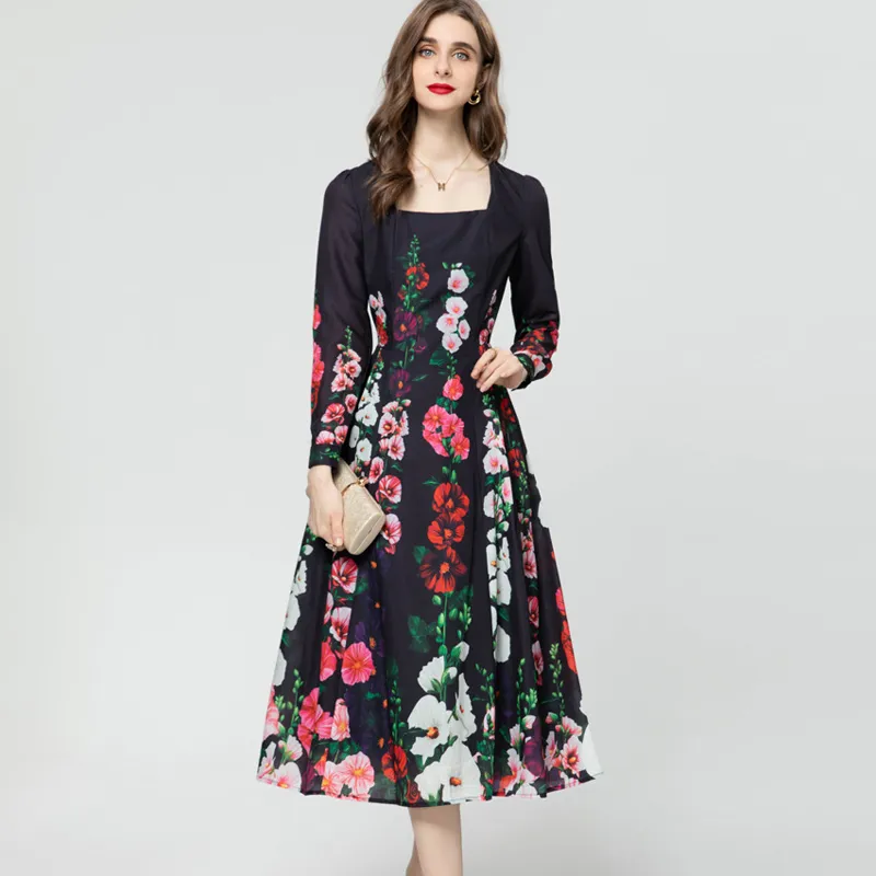 Elegant Floral Runway Dress - Womens Square Neck High Street Designer Dress,  Chic Vestidos, Perfect for Parties & Special Occasions - Buy Now! from  Dhgate Runway Dresses - price 58.26
