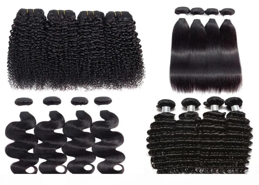 8A Brazilian Virgin Hair Bundles Body Wave Straight Deep Wave Water Wave Kinky Curly Human Hair Extensions Peruvian Malaysian Hair9669280