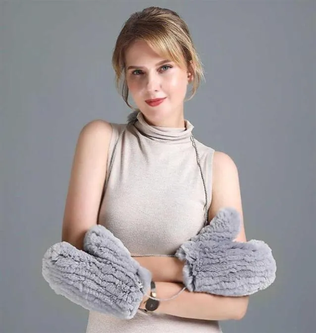 Koreanische Art und Weise nette vielseitige Pelz-gewebte Rex-Kaninchenhaar-Handschuhe für Frauen039s Winter-Wärme25573759619