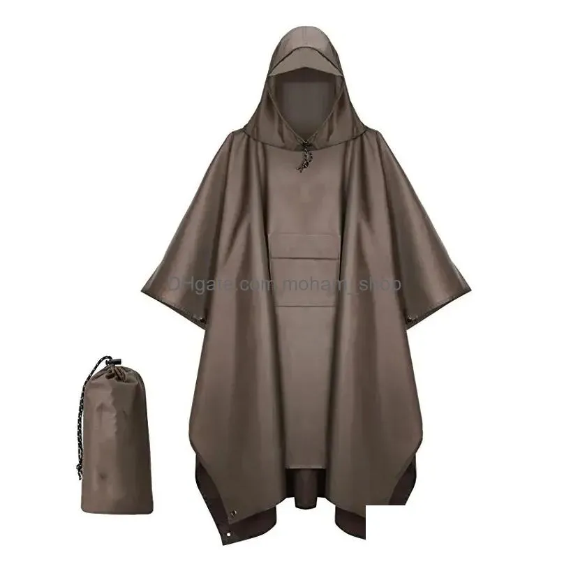 Raincoats Poncho de pluie à capuche pour Adt avec poche imperméable léger unisexe imperméable randonnée cam livraison d'urgence livraison maison Gard Dhgac