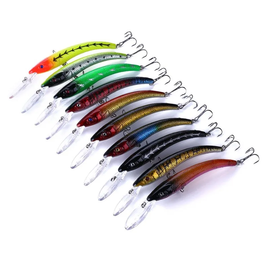 155mm Crankbaits Bass Hooks Minnow Fishing lures tackle two hooks 15 5CM 16 3G 2# hooks Hard Baits301U