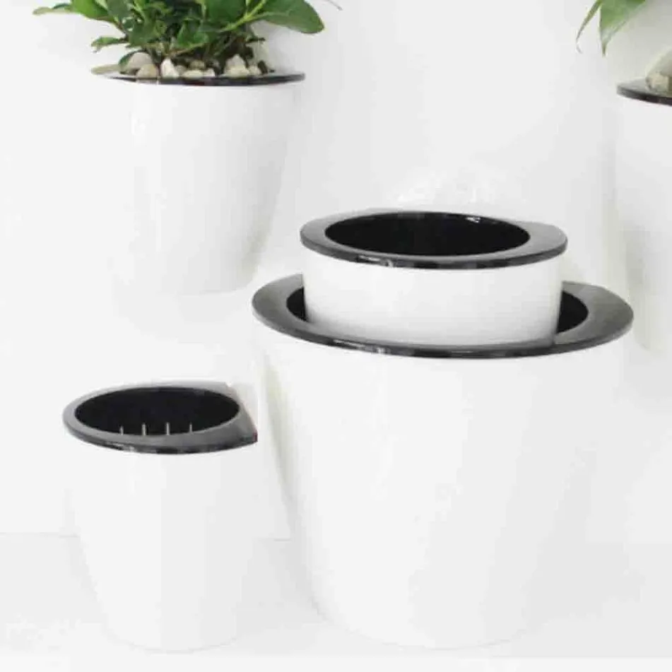 3-pack elegante witte plastic zelf water gevende muur plantenbak hangende plantenbak witte bloempot voor huisdecoratie-S M L 260U