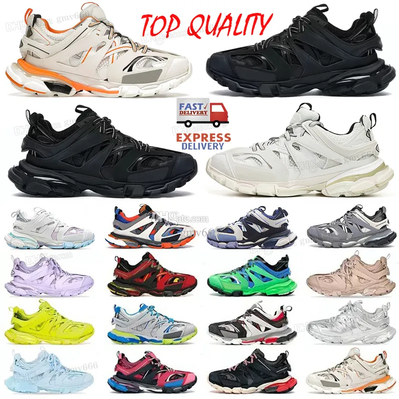 2024 مصمم العلامة التجارية الفاخرة للنساء نساء الأحذية غير الرسمية المسار 3 3.0 Triple White Black Sneakers Tess.S. Gomma Leather Trainer Nylon Platform Platform Trainers Shoes