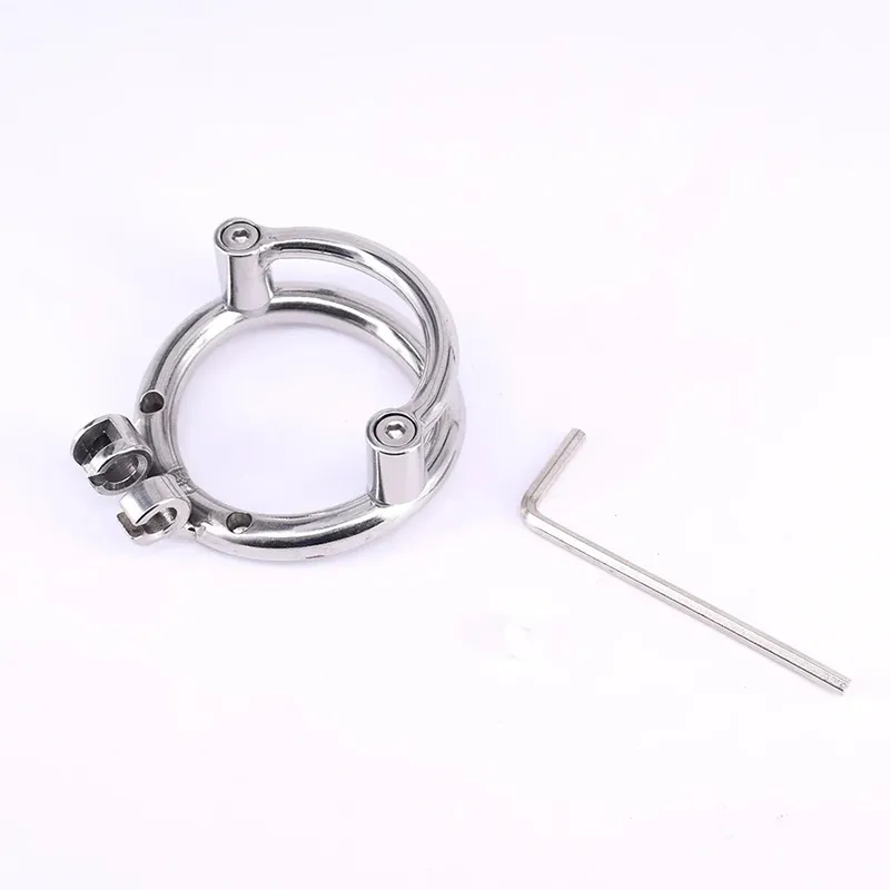 Dispositif de chasteté Penisring avec anneau de limite scrotale Anneau de base de cage à coq en acier inoxydable pour mâle Super court Cock Lock Rings Accessoire