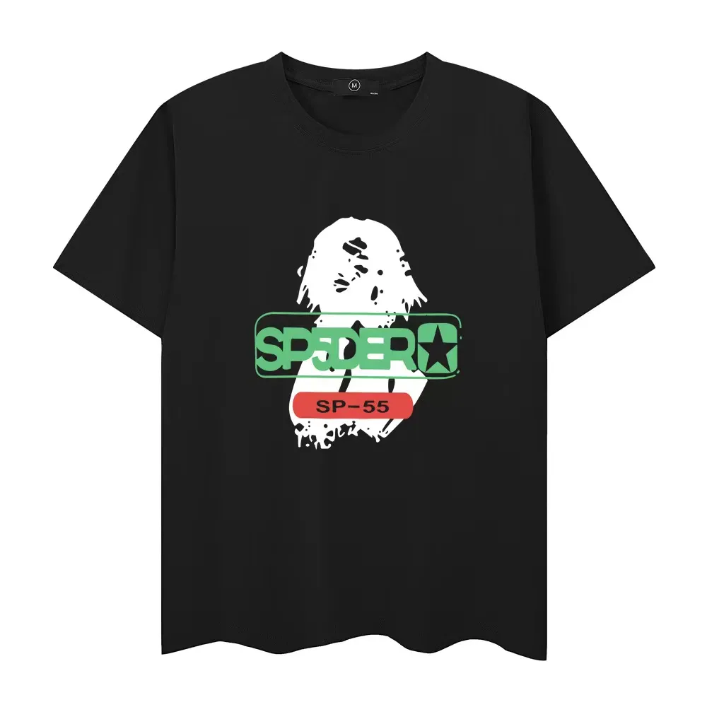 SP5DER TシャツデザイナーTシャツSP5DERSシャツTシャツ555シャツスパイダーシャツ555 SP5DER半袖通気性コットン長刺繍レタールーズサマー337 462