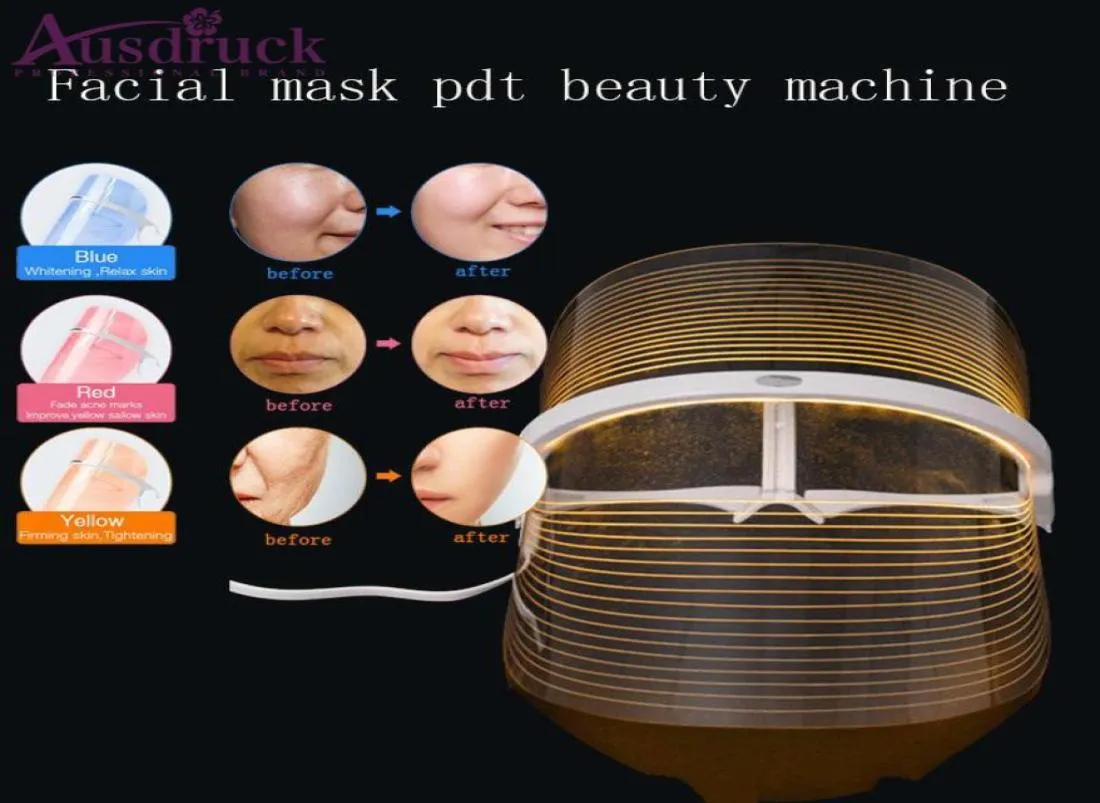 Ny ankomst Korea Style PDT Light Therapy LED FASSIAL MASK 3 PON LED -färger för ansiktshudföryngring Face Mask Home Use7152788