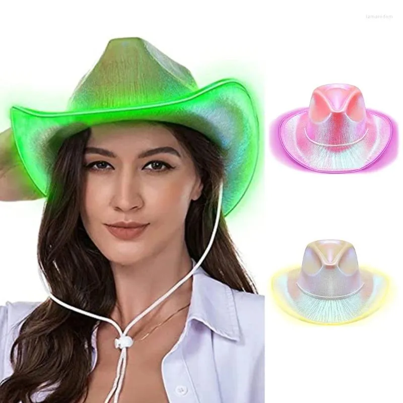 Bérets LED Light-up Cowgirls Chapeau Mariée Mariage Po Costume Props Été En Plein Air Femme Fille Multicolore Peut Choisir