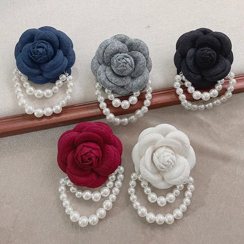 Elegant Camellia Flower Fabric Brooches For Women Vintage Pearl Tassel Shirt Collar Pin Accessories From Belovseaya 11.58 DHgate.Com