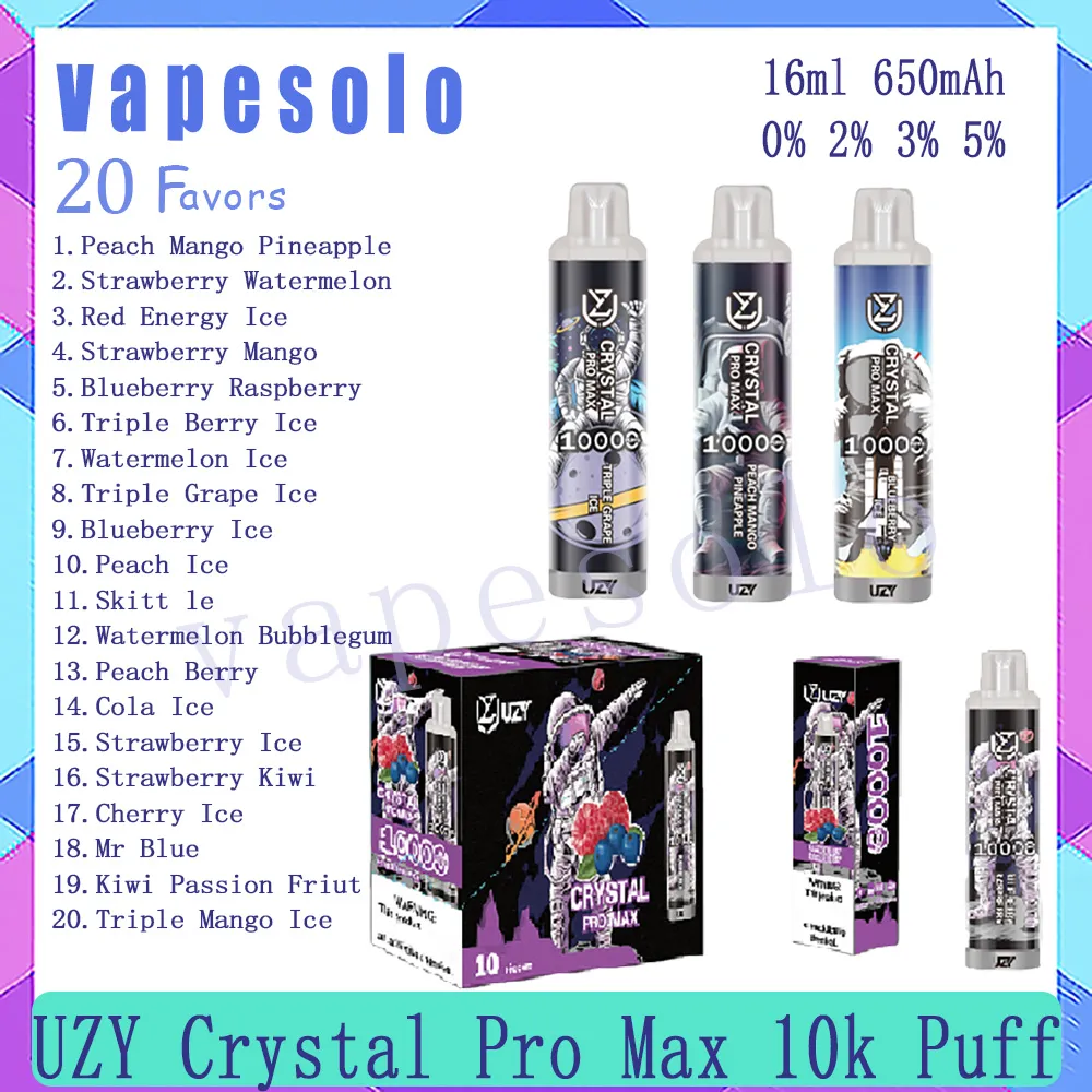 Authentic UZY Crystal Pro Max 10000 Puff Disposable E Cigarette Vape Pen  Puffs 16 Ml Pre Filled Liquid 650 MAh Battery 20Flavors Vaporizer From  Vapesolo, $4.31
