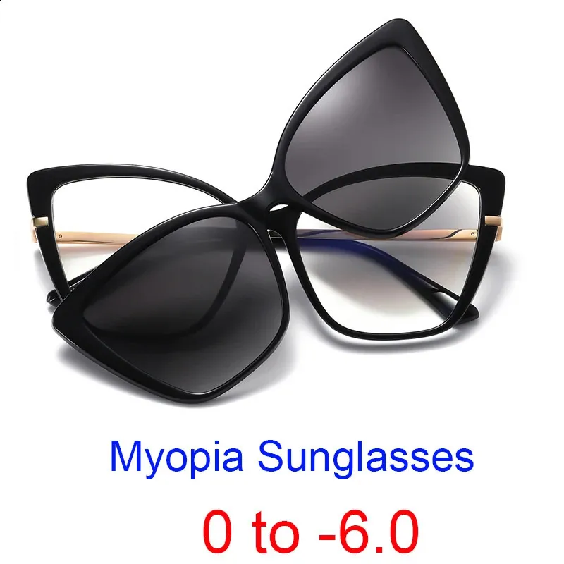 Klips mody na szklankach krótkowzroczności Kobiety przeciw jazdy 2 w 1 optyczne spolaryzowane okulary przeciwsłoneczne Diopter 0 -1,5 240123