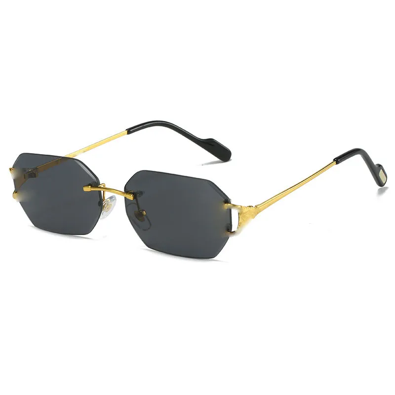 Lunettes de soleil de créateur pour hommes et femmes, avec verres hexagonaux sans monture, lunettes légères pour les activités de plein air