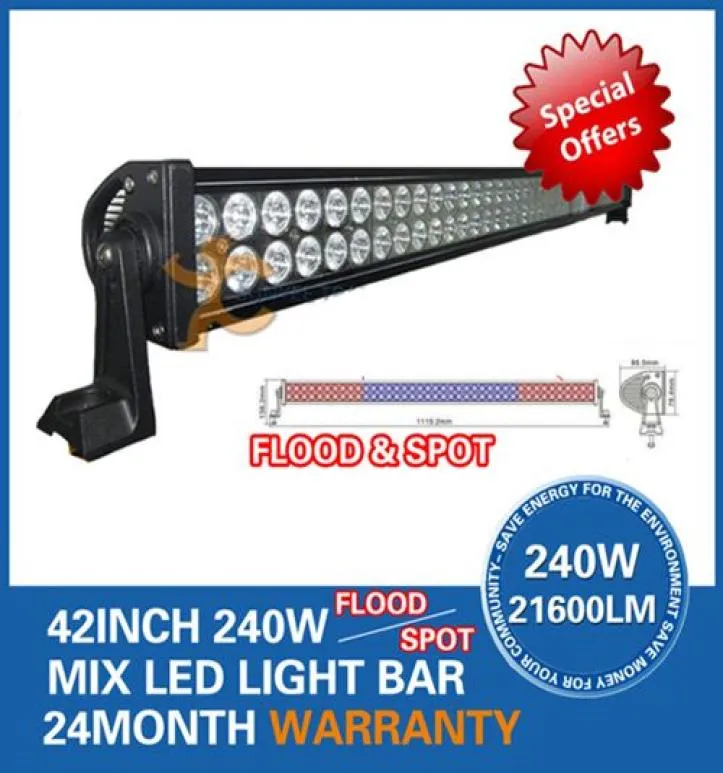 80LED 42quot 240W LED barra luminosa da lavoro fuoristrada SUV ATV 4WD 4x4 Spot Flood Combo Beam 932V 15000lm Jeep Truck Driving Nebbia He9001426