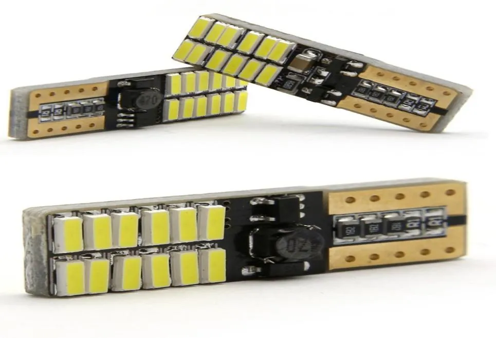 100 PCS 12V Polarite Canbus T10 LED ampulleri 4014 SMD 24 LED'ler İç Işık 194 168 W5W Beyaz Okuma Lambası3238080