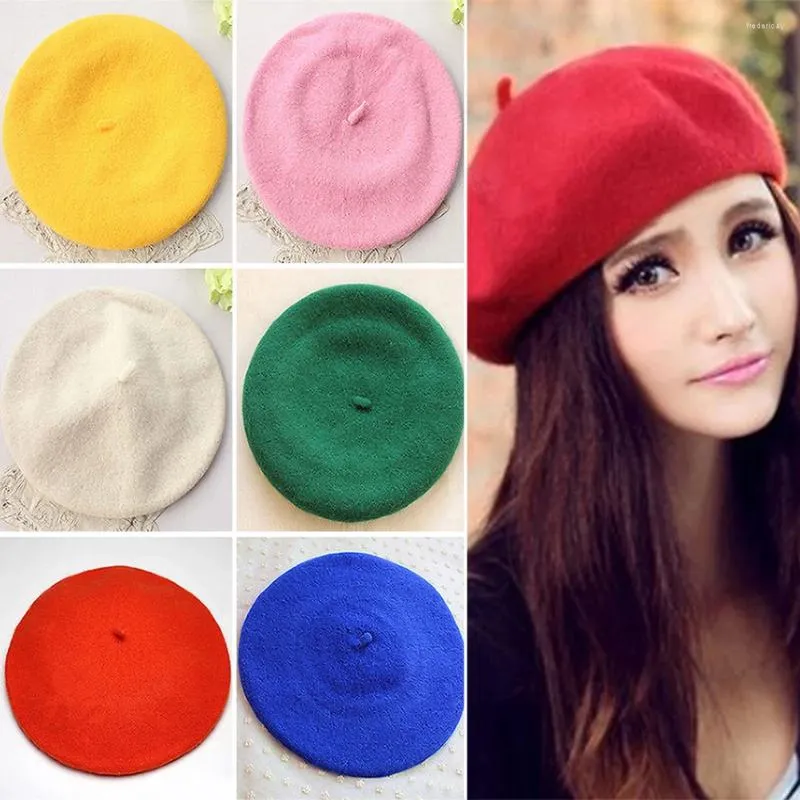 Berets klasyczny solidny kolor zimowy francuski styl artysta hat swobodny prezent na czapkę kobiet