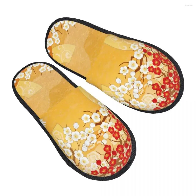 Slippers Beautiful Japan Kimono Slipper For Women Men Fluffy Winter Warm Indoor