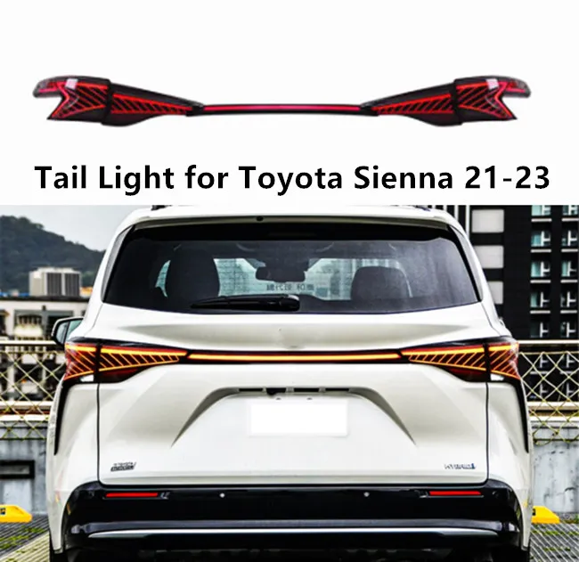 Toyota Sienna LED 회전 신호 Taillight 2021-2023 후면 달리기 브레이크 라이트 자동차 액세서리를위한 테일 램프