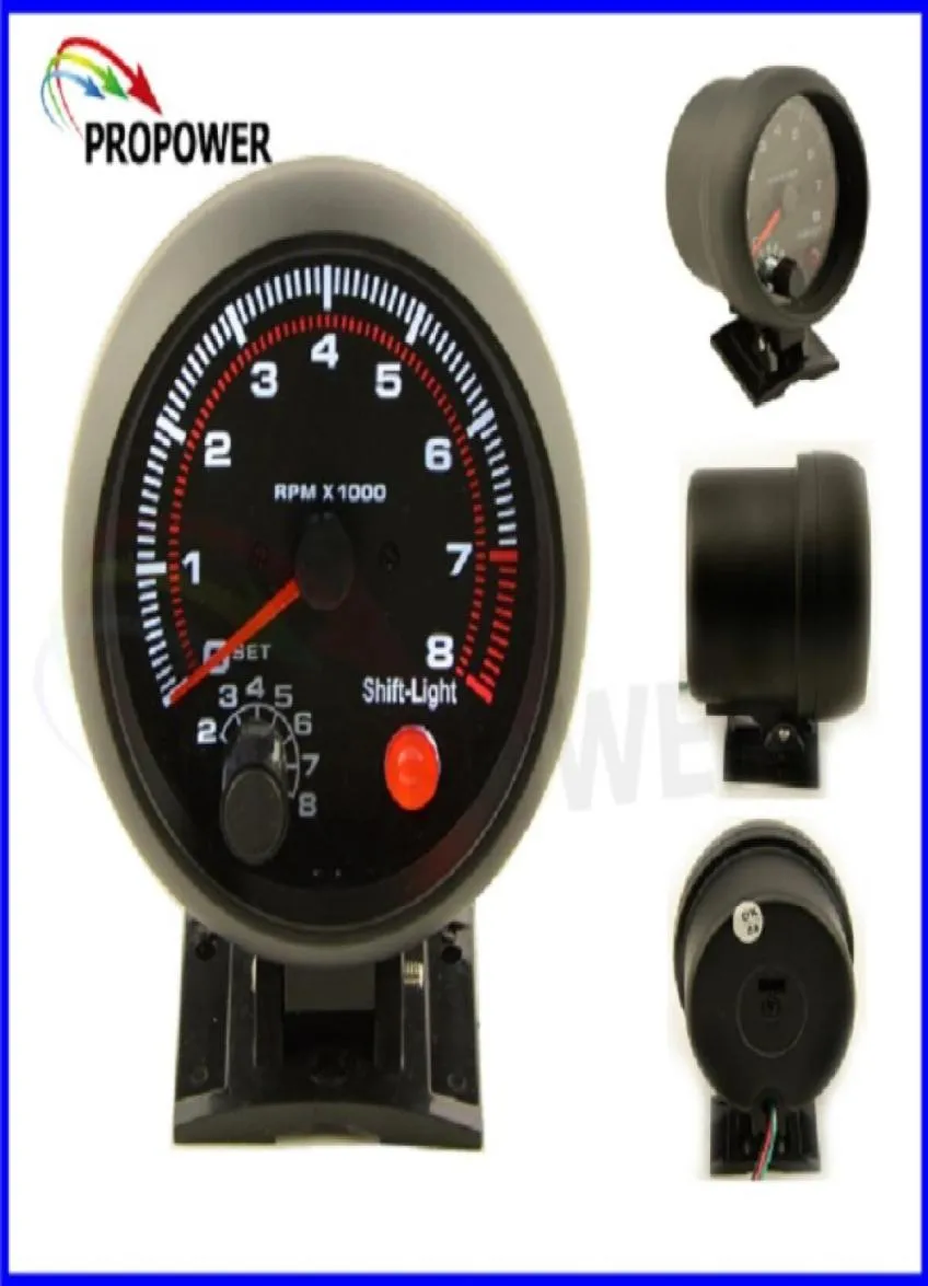 جديد 375 بوصة 95 مم مقياس RPM Gauge أبيض LED مع تحول داخلي فاتح الأسود case7902102