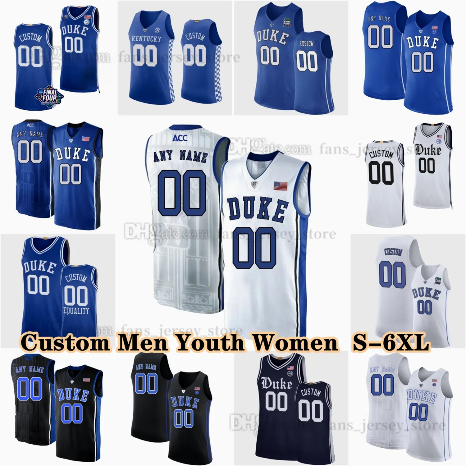 NCAA Custom S-6XL Duke Blue College Devils Basketball 30 Kyle Filipowski Maillots 5 Tyrese Proctor 3 Jeremy Roach 0 Jared McCain 25 Mark Mitchell 1 Foster 15 Ryan Young