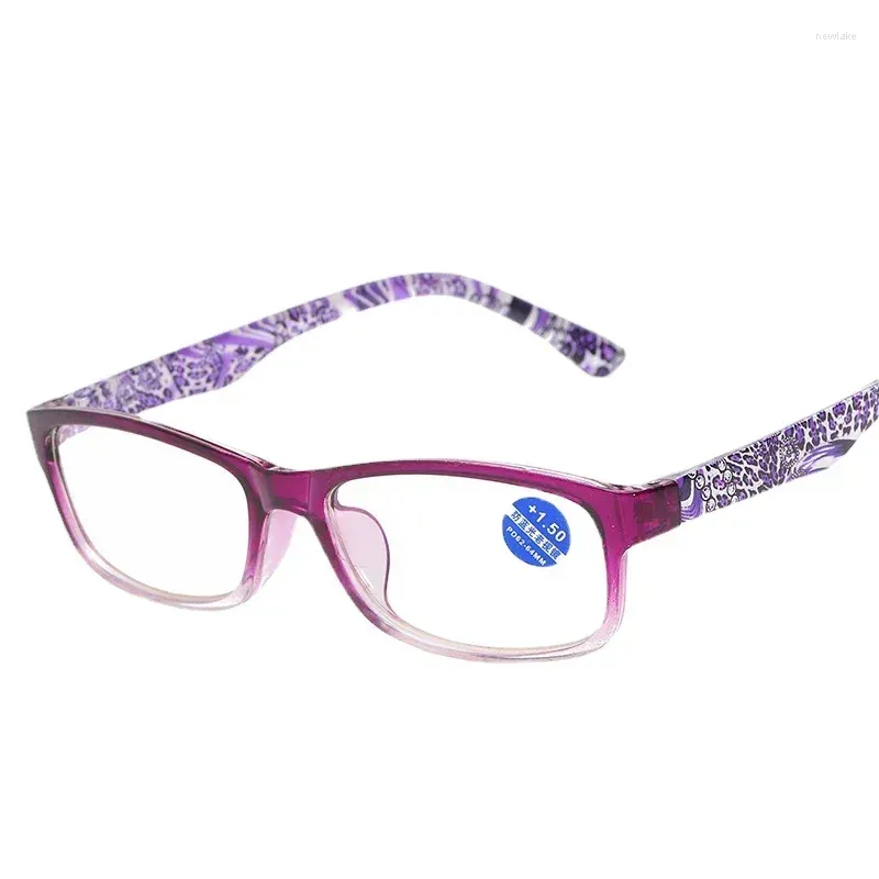 Lunettes de soleil Ultra résine légère Anti bleu lunettes de lecture mode impression personnes âgées longue portée miroir femmes violet rouge presbytie