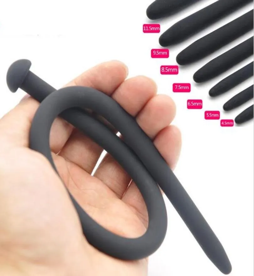 Male Mushroom Head Black Silicone Urethral Sounding Stretching Dilators Penis Plug Stimulate Adult BDSM Product Sex Toy A3074645565