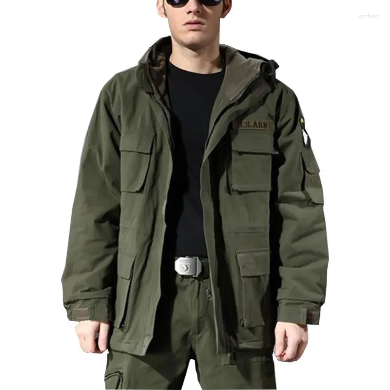 Jaktjackor US Army Classic M65 Tactical Trench Men Windbreaker Coat Pure Cotton Solid Men's Clothing Winter Fleece Military Jacket