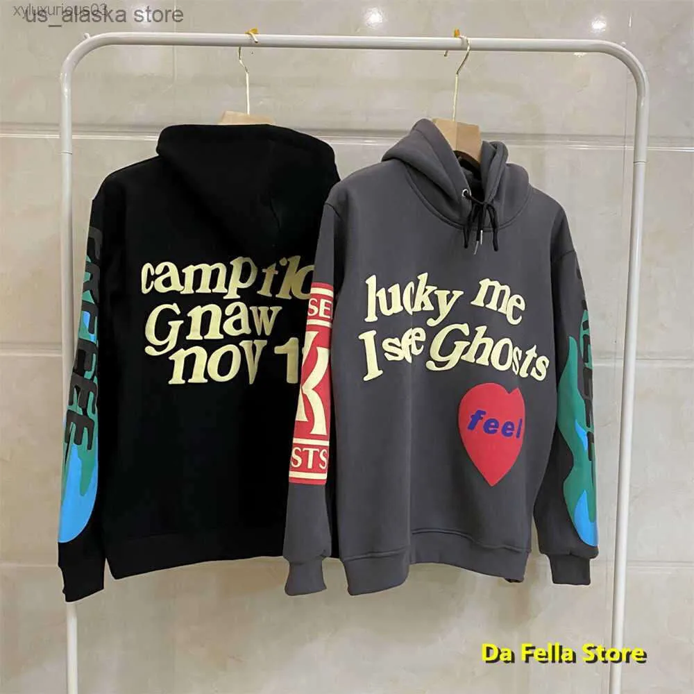 Mens Hoodies Sweatshirts 2020 Lucky Me I See Ghost Hoodie Men Women känner Kid Cudi Kids Se Ghost Foam Print Pullovers T230731