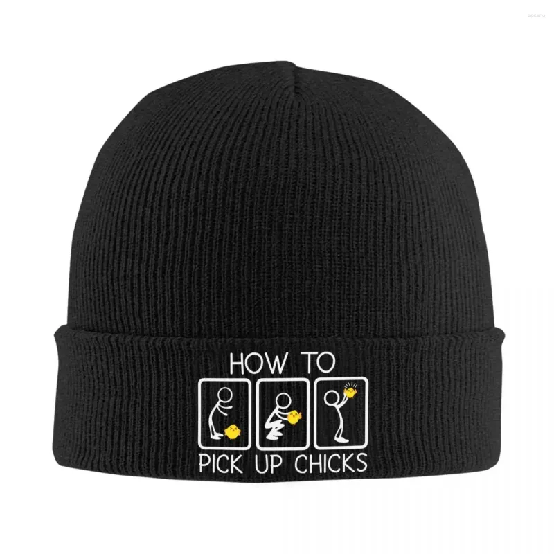 Berets How To Pick Up Chicks Funny Print Casual Knitted Hats High Quality Beanie Unisex Headwear Caps